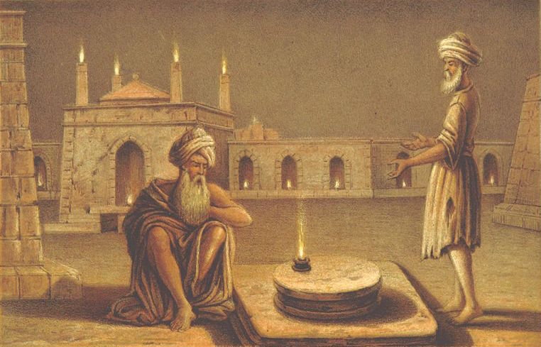 An illustration of a fire temple (Pers. 'Atashgah') in Baku, from John Ussher's 1865 travelogue, 'A Journey from London to Persepolis'